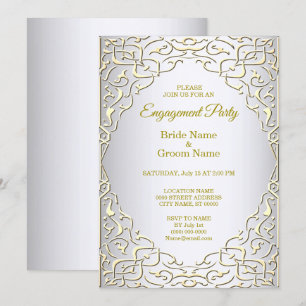 Elegante Silver Gold dekorative Verlobung Einladung
