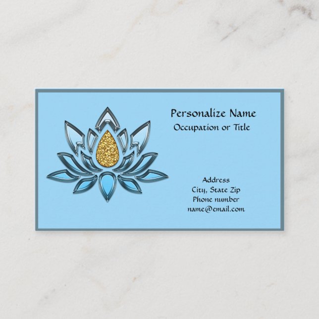 Elegante Silver Gold Lotus Blume Zen Yoga Visitenkarte (Vorderseite)