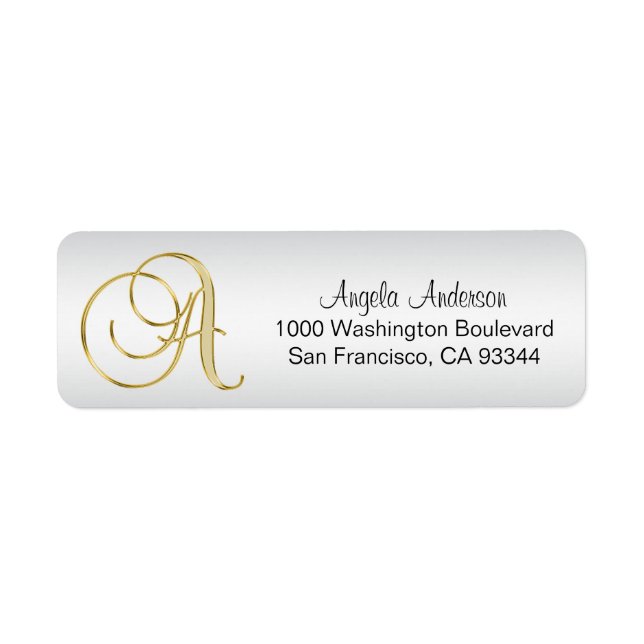Elegante Silver Gold Monogram Letter 'A' Return (Vorne)