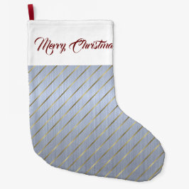 Elegante Silver Gold Streifen Großer Weihnachtsstrumpf