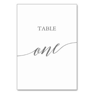 Elegante Silver Gray Calligraphy Table One Tischnummer