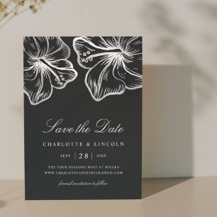 Elegante Silver Hibiskus Blume Wedding Save The Date