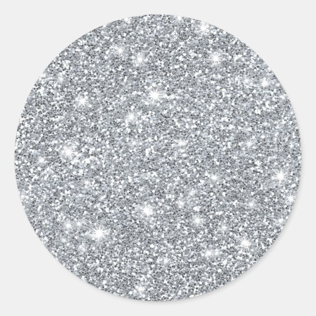 Elegante Silver Imitate Glamour Glitzer Runder Aufkleber (Vorderseite)