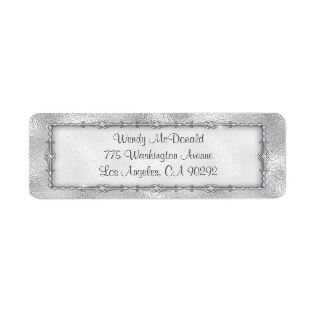 Elegante Silver Jeweled Rücksendeadressen-Aufklebe (Vorne)