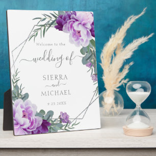 Elegante Silver & Lila Eukalyptus-Hochzeit Fotoplatte