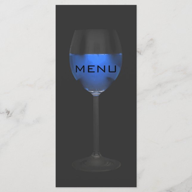 Elegante Silver Magic Blue Wine Black Menue Chic Menükarte (Vorderseite)