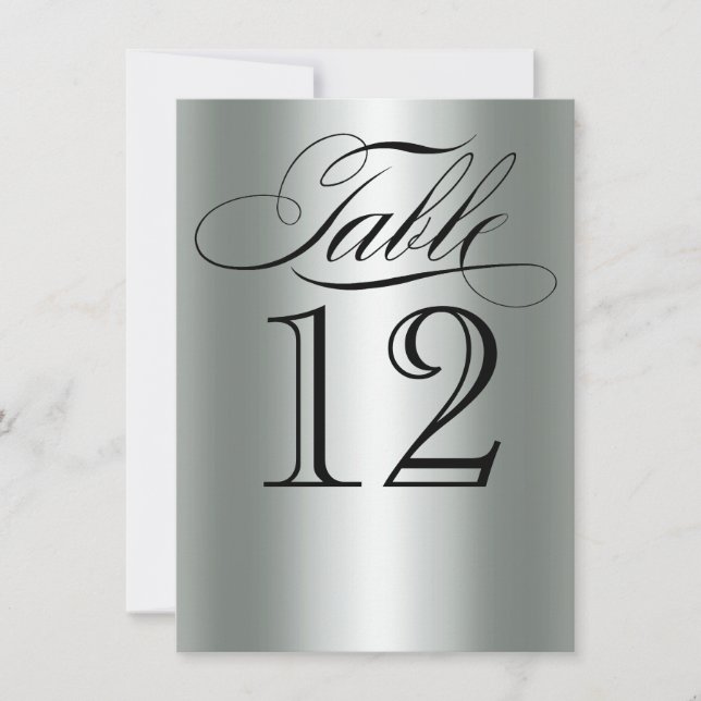Elegante Silver Metallic Tischnummer Glam Bling (Vorderseite)