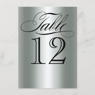 Elegante Silver Metallic Tischnummer Glam Bling