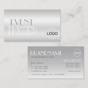 Elegante Silver Mirror Letters mit Logo Modern Visitenkarte