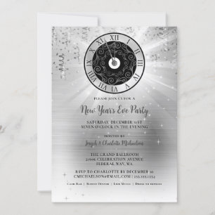 Elégante Silver New Years Eve Party Invitation