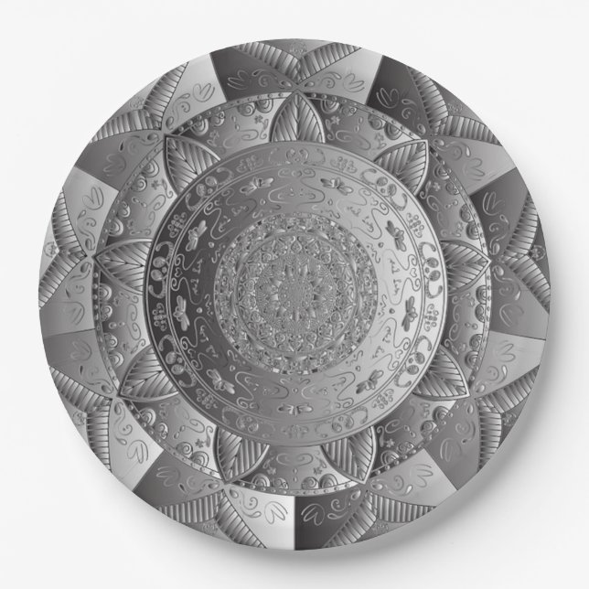 Elegante Silver Paper Party Teller (Vorderseite)