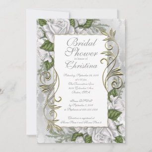 Elegante Silver Rose Bridal Dusche Einladungen