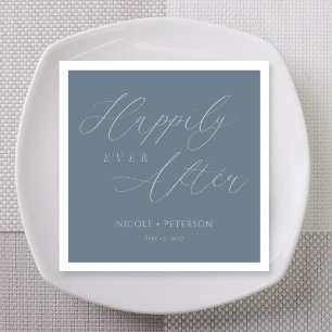 Elegante Silver Script Slate Gray Wedding Serviette