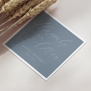 Elegante Silver Script Slate Gray Wedding Serviette