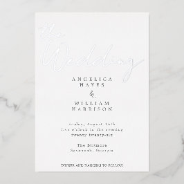 ELEGANTE SILVER SCRIPT WEDING INVITATION | MINIMAL FOLIENEINLADUNG