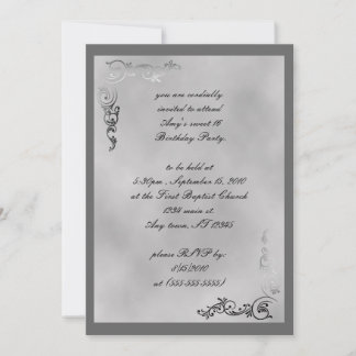 Elegante Silver Scroll Art Deco Einladung