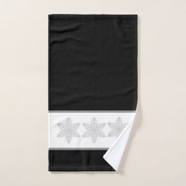 Elegante Silver Snowflake auf schwarz Handtuch