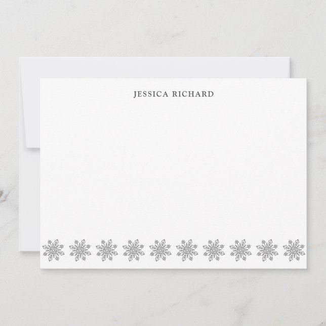 Elegante Silver Snowflake Personalisiert Mitteilungskarte (Vorderseite)
