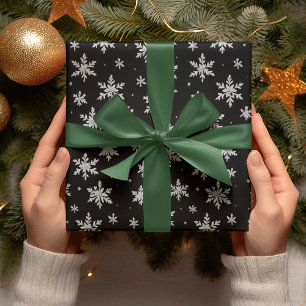 Elegante Silver Snowflake Winterurlaub Geschenkpapier