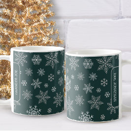 Elegante Silver Snowflakes Weihnachtsname Kaffeetasse
