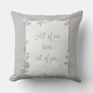 Elegante Silver Sparkle Frame Valentine Kissen