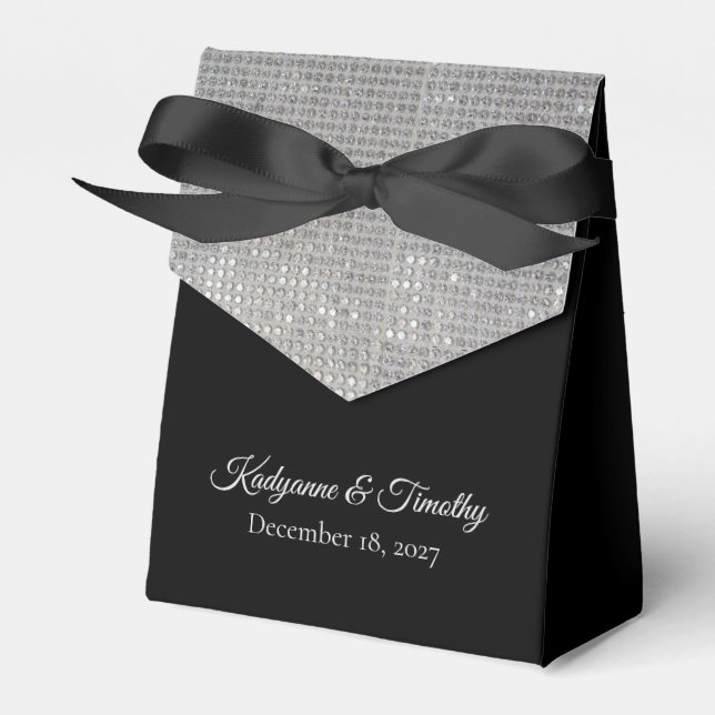 Elegante Silver Sparkle Snowflake auf der Schwarze Geschenkschachtel (Vorderseite)