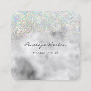 Elegante Silver Square Business Card Quadratische Visitenkarte