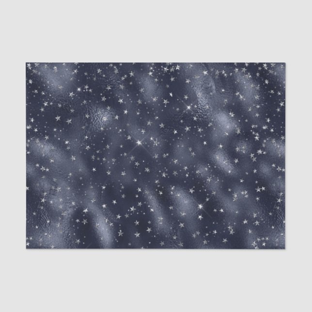 Elegante Silver Stars Weihnachten Seidenpapier (Vorderseite)