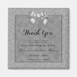 Elegante Silver & Stylish Glitzer Wedding Magnet