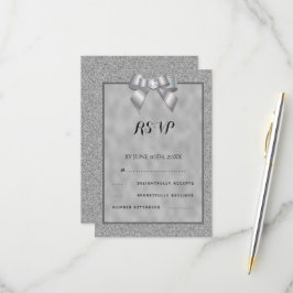 Elegante Silver & Stylish Glitzer Wedding RSVP Karte