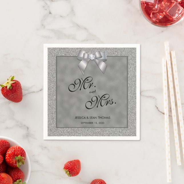 Elegante Silver & Stylish Glitzer Wedding Serviette (Beispiel)