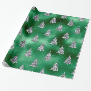 Elegante Silver Trees Weihnachten Geschenkpapier