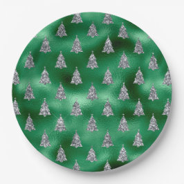 Elegante Silver Trees Weihnachten Pappteller