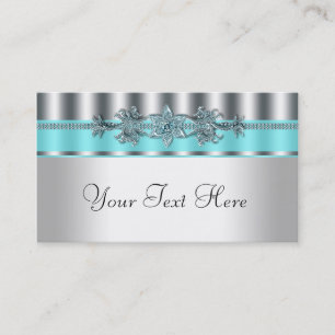 Elegante Silver und Aquamarin Blue Business Cards Visitenkarte