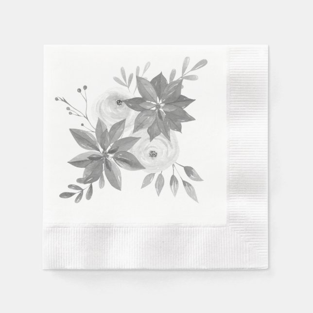 Elegante Silver Watercolor Serviette (Vorderseite)