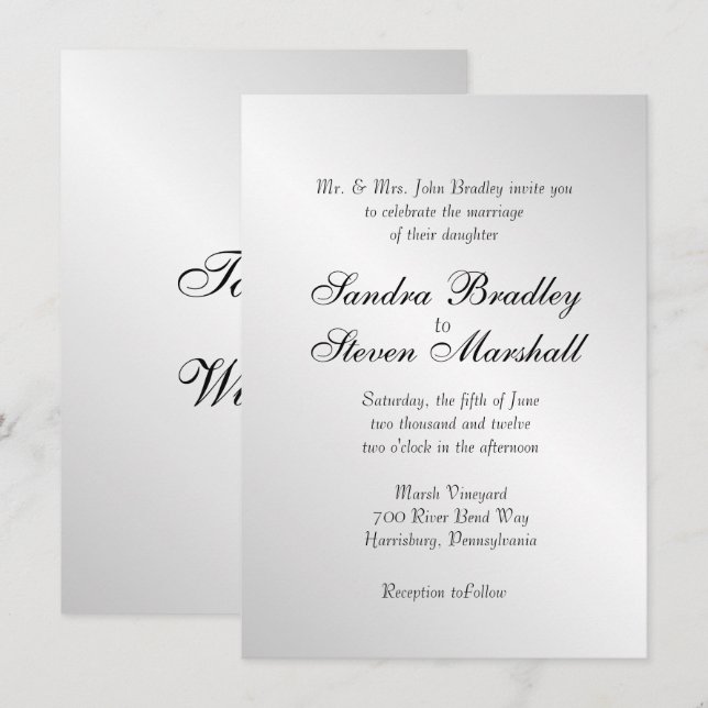 Elegante Silver Wedding Einladungen (Vorne/Hinten)