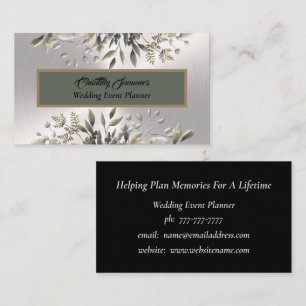 Elegante Silver Wedding Event Planner Business Car Visitenkarte