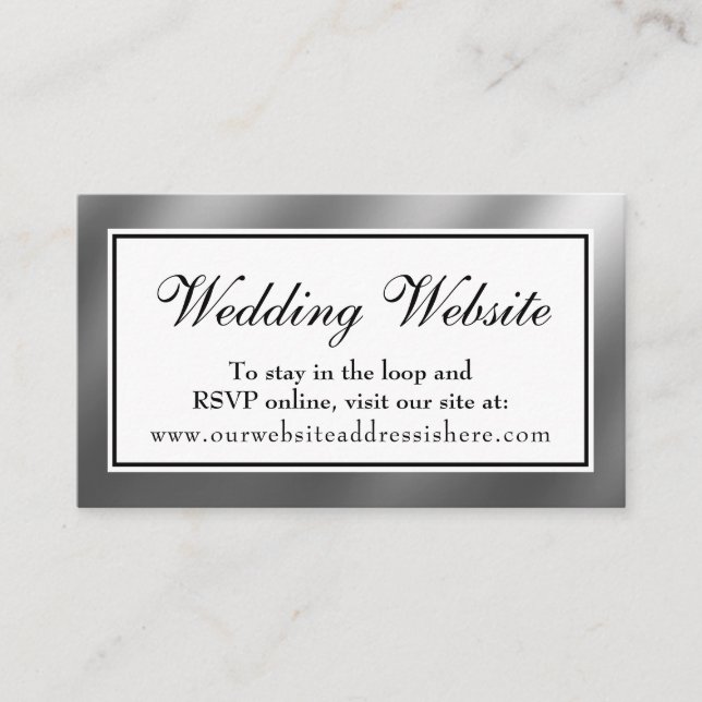Elegante Silver Wedding Website Insert Card (Vorderseite)
