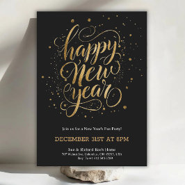 Elegante Silvester-Einladung mit goldener Schrift Einladung