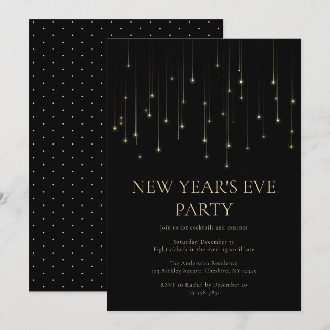 Elegante Silvester-Party Einladung (Vorne/Hinten)