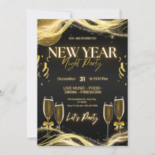Elegante Silvester-Party Einladungen - Gold &