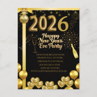 Elegante Silvesterparty-Einladungskarte Postkarte
