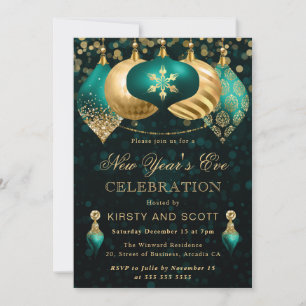 Elegante Silvesterparty in Türkis und Gold Einladung