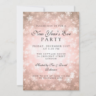 Elegante Silvesterparty Kupfer Winter Einladung