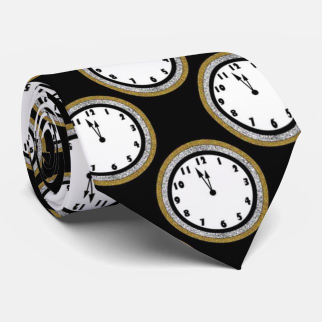Elegante Silvesteruhr-Muster-Krawatte Krawatte (Gerollt)