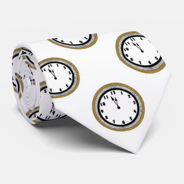Elegante Silvesteruhr-Muster-Krawatte Krawatte (Gerollt)