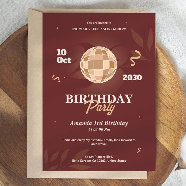 Elegante Simple Birthday Party Einladung (Von Creator hochgeladen)