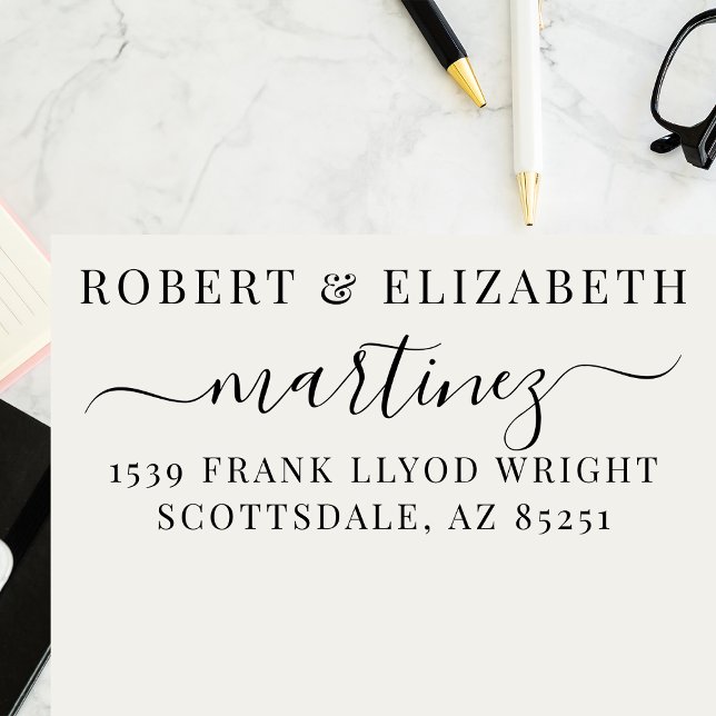 Elegante Simple Calligraphy Script-Rücksendeadress Permastempel (Von Creator hochgeladen)