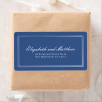 Elegante Simple Classic Blue Wedding Rücksendeadre