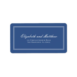 Elegante Simple Classic Blue Wedding Rücksendeadre Adressaufkleber